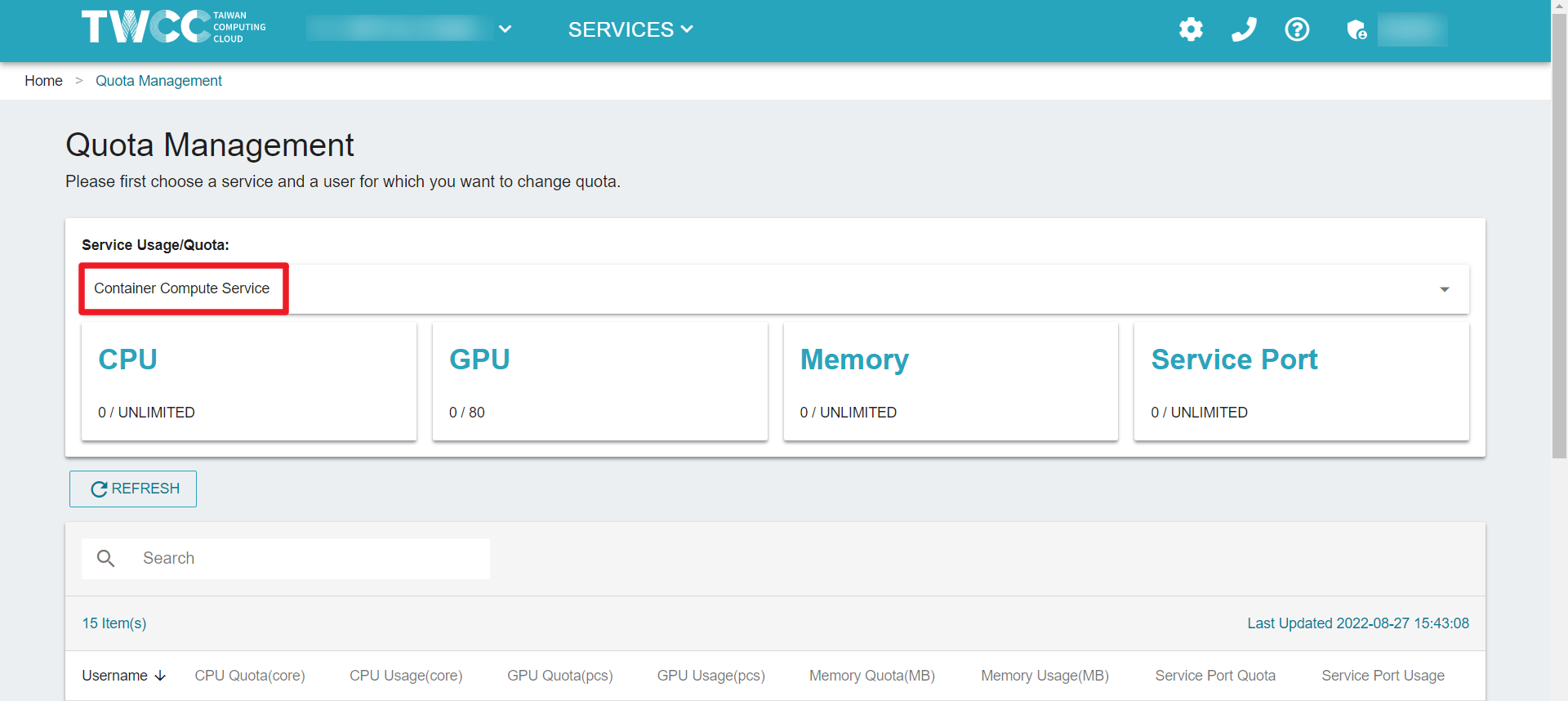 Manage Resource Quota | TWS