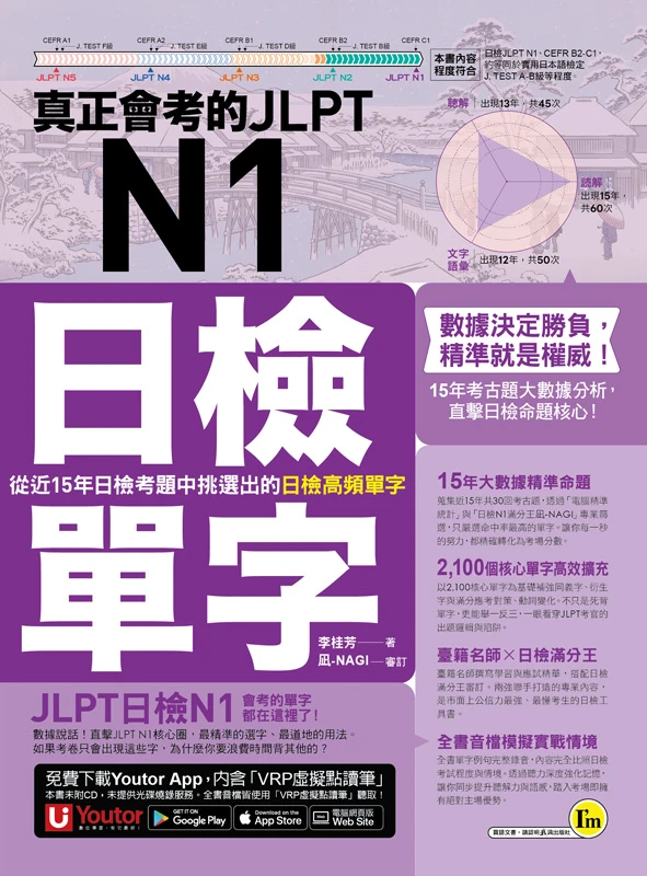 真正會考的JLPT N1日檢單字：從近15年日檢考題中挑選出的日檢高頻單字(附「Youtor App」內含VRP虛擬點讀筆)